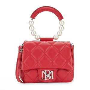 Badgley Mishka Red Clutch Bag with Pearl Handle NWT